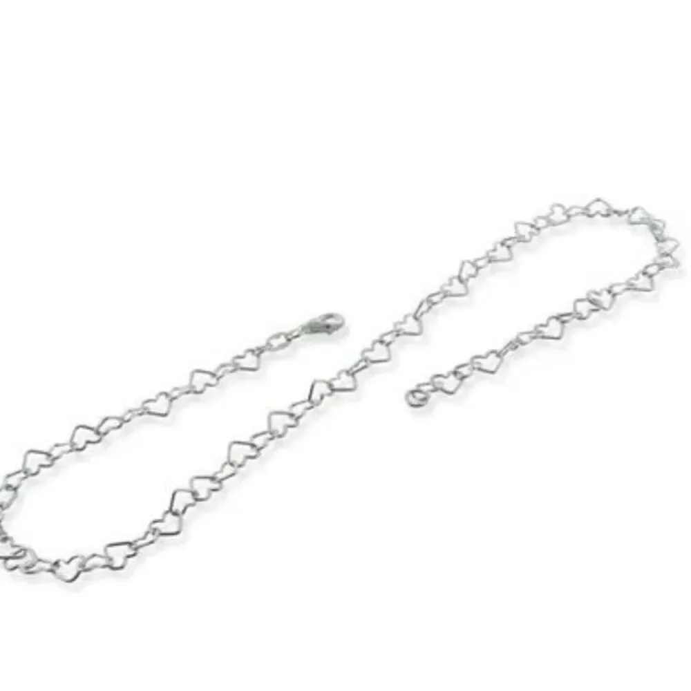 Italian Sterling Silver Heart Link 18” Chain 4.4mm New